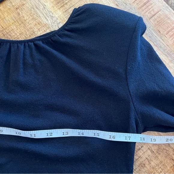 Zadig & Voltaire Deluxe Azalee Black Top Crystal Bow Keyhole Back Long Sleeve M - Picture 6 of 6